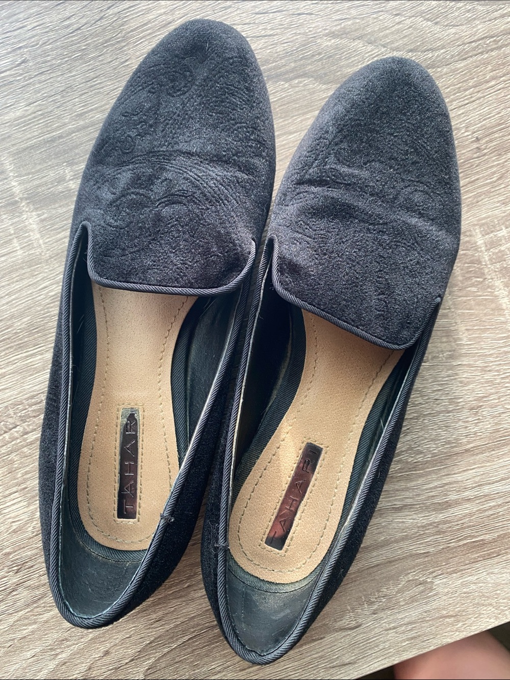 Tahari Black Suede-Look Slip-On Loafers
